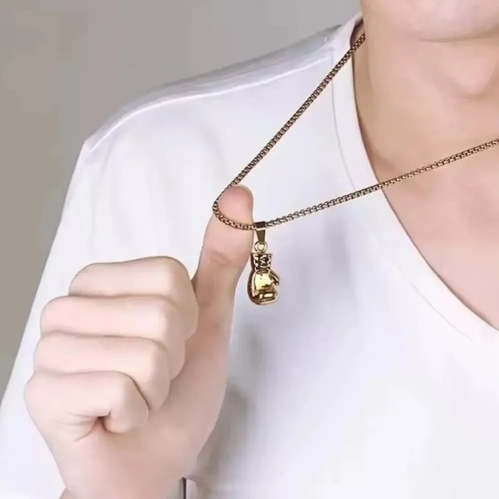 Golden Glove Boxing Necklace 18k Gold Plated Stainless Men's UFC Fashion Gift